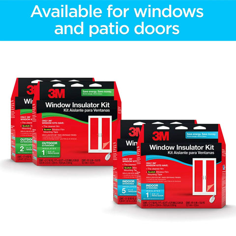 Indoor Window Insulation Kit For Five 3x5 Windows With Heat Shrink Film And Mounting Tape packaging with product details