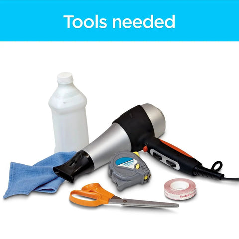 Tools needed for Indoor Window Insulation Kit For Five 3x5 Windows With Heat Shrink Film And Mounting Tape installation.