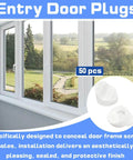 50 Pack Door And Window Screw Hole Plugs 5/16 Inch By 1/4 Inch, image shows entry door plugs for a clean finish and lasting protection