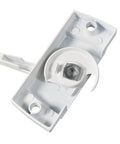 Close-up of Two Pack Window Sash Locks and Keeper for Sliding Windows with Universal Left and Right Sash Locks, white cam action, two inch hole centers.