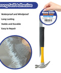 Grey Window Screen Repair Tape 3 Inches By 20 Feet Heavy Duty Patch Kit, waterproof, strong adhesive, hand holding tape with mesh close-up