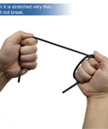 Hands stretching 0.125 Inch Window Screen Spline 100 Foot Replacement Round Black Retainer, UV Stabilized, showing flexibility and strength