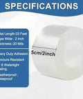 Window Sealing Tape 2IN x 33 FT Draft Isolation No Residue, specifications display with size, adhesion, and waterproof features.