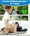 Child and dog sitting by Adjustable Window Security Bar For Sliding Glass Doors With Rubber Tips, Tension Rod, Easy Install
