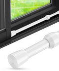 Adjustable Window Security Bar For Sliding Glass Doors With Rubber Tips, tension rod installed, extends 15.7 to 27.5 inches