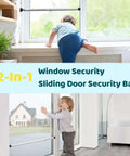 Heavy Duty Sliding Door Lock Bar for Windows, Patios, Balconies and Apartments, Adjustable From 18 To 50 Inches, 1 Inch Steel Security Bar