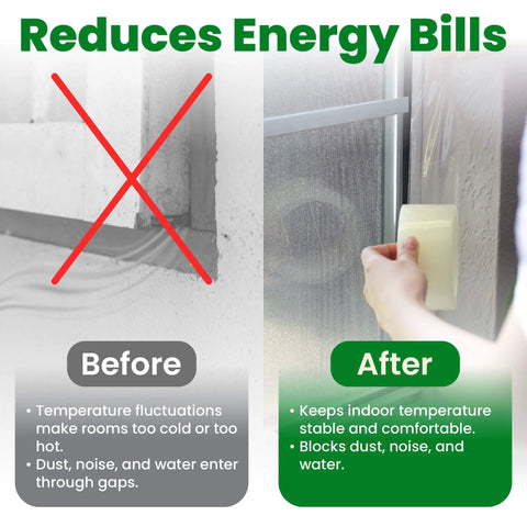 Comparison of window with and without Window Weather Sealing Tape, showing reduced drafts and improved energy efficiency.