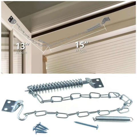 Spring Loaded Screen Door Chain Set Windproof And Heavy Duty Storm Door Hardware for Wooden Aluminum or Composite Doors 1 Pack Easy Install