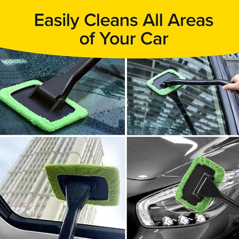 Reach Free Windshield Cleaning Tool With 16 Inch Detachable Handle Microfiber Window Cleaning Device Includes Extra Bonnet And Spray Bottle Cleans Windshields Without Reaching And Fits In Glovebox cleaning various surfaces