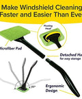 Reach Free Windshield Cleaning Tool With 16 Inch Detachable Handle Microfiber Pad and Pivoting Head