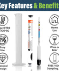 Hydrometer For Wine Making With 100 Mm Alcohol Test Jar Specific Gravity Hydrometer For Wine And Beer Brewing Testing Kit
