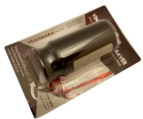 Vino Grip Wine Saver Vacuum Pump And Stopper Black With Rubberized Panel in packaging