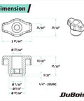 Technical drawing of ten pack quarter inch twenty wing knobs for T track and table saw accessories, showing dimensions and design.