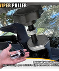 Car Windshield Wiper Arm Puller, Handy Lightweight Removal Tool With Adjustable Knob, 0.65 Inch Opening, in use on vehicle