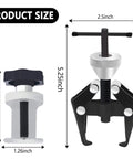 Windshield Wiper Arm Removal Tool Kit,Professional Bearing Puller & Battery Terminal Puller with dimensions labeled.