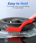 Wire Brush Set, 6 Pcs Brass/Stainless Steel/Nylon Wire Brushes for Cleaning with Curved Handle Grip used on stovetop