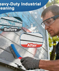 Man using 4-Pack Heavy Duty Wire Brush and Scraper Set, 3 Stainless Steel Scratch Brushes & 1 Metal Scraper for Aggressive Cleaning