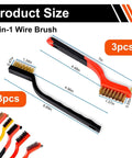 Wire Brush Set, 6 Pcs Professional Wire Brushes for Cleaning Rust, Stainless Steel/Brass/Nylon Brushes with arc-shaped handles