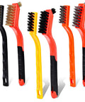Wire Brush Set, 6 Pcs Professional Wire Brushes for Cleaning Rust with stainless steel, brass, nylon bristles and arc-shaped handles