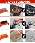 3pcs Wire Brushes for Cleaning Rust, Upgrade Wire Brush Set used on stove, faucet, and sink scenarios, curved handles visible