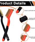 Wire Brush Set, 6 Pcs Professional Wire Brushes for Cleaning Rust, stainless steel and brass with arc-shaped handles.