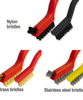 6Pcs Wire Brush Set, Stainless Steel/ Brass/ Nylon Bristle Brushes for Cleaning Rust, Scratch Wire Brushes displayed.
