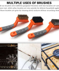 Wire Brush 3Pcs Brass/Stainless Steel/Nylon Wire Brushes for Cleaning Rust Bristle Brush Set with Rubber Curved Handle