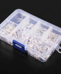600 Pcs Wire Ferrules Kit With 7 Sizes Non Insulated Copper Crimp Terminals Tinned Copper Assortment in a divided plastic box