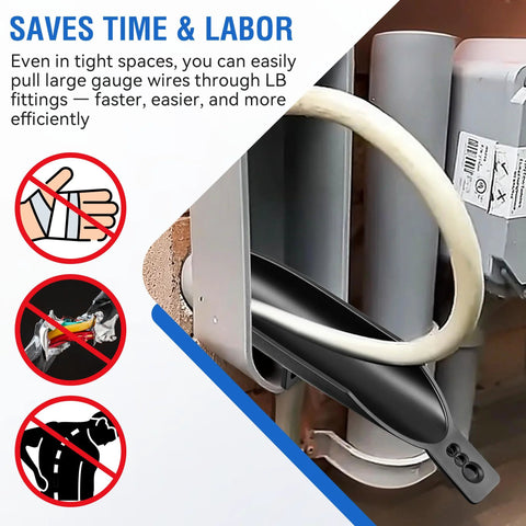 LB Wire Guide for 2 Inch Fittings with cable in conduit, saving time and labor, durable and abrasion resistant for PVC and metal use