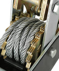 Close-up of heavy-duty wire rope inside puller mechanism, part of Heavy Duty Wire Rope Puller With Double Hook Lifting Tool Mini Tightener 4T.