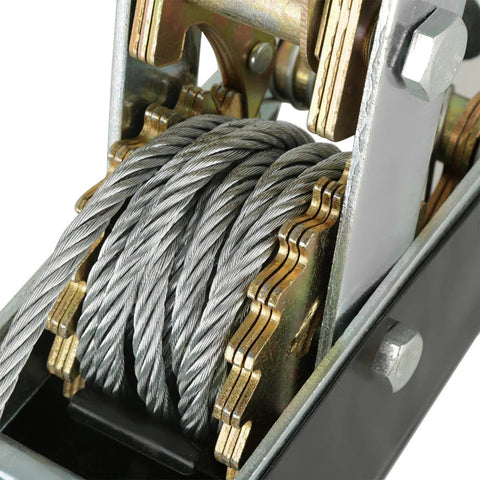 Close-up of heavy-duty wire rope inside puller mechanism, part of Heavy Duty Wire Rope Puller With Double Hook Lifting Tool Mini Tightener 4T.