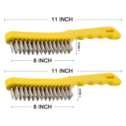 Wire Scratch Brush 2 Set, Heavy Duty Stainless Steel 11 Inch with Plastic Handle Descaling Welding Dust Bending Hand Tool