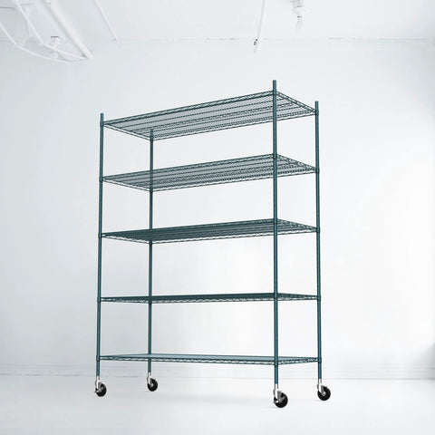 Five Inch Universal Wire Shelving Swivel Casters With Polyurethane Wheels Set Of Four Top Lock Brake For 1 Inch Diameter Wire Shelving Posts Ideal For Heavy Duty Garage Shelving Racks And Industrial Storage on metal wire shelving