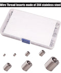 Pro Grade Wire Thread Inserts Kit In 304 Stainless Steel Assortment For Metric M3 Through M12 Sizes, 210 Pieces with visible inserts