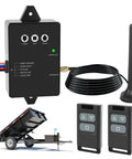 Wireless Dump Trailer Remote Control Kit With 100 Ft Range, Dual Remotes, 12V Hydraulic Lift Winch Tilt Controller