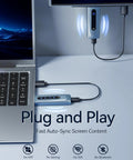 Wireless HDMI Transmitter And Receiver Kit with 328ft range showing plug and play connection from laptop to monitor