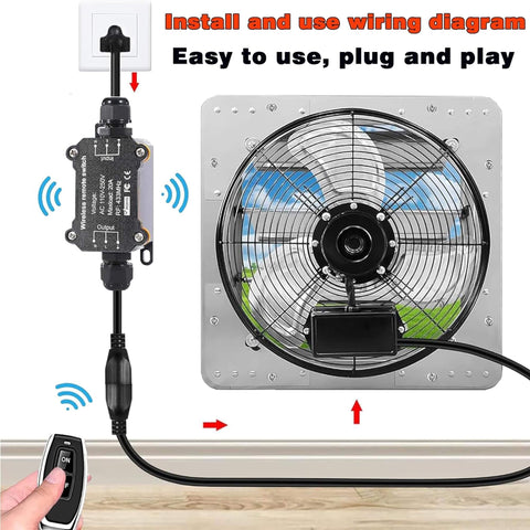 Diagram showing installation of Remote Control Power Switch For Outdoor Use Waterproof Wireless Light Switch With 165 Feet Range