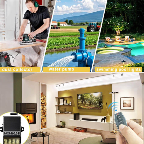 Beefy 40A Wireless Remote Switch For Home Appliances And Electrical Equipment in various uses like dust collectors and swimming pool lights