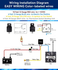 Wiring diagram for Electric Fan Relay Kit 12V 60A With Waterproof Four Pin Relay showing labeled wires and connections.