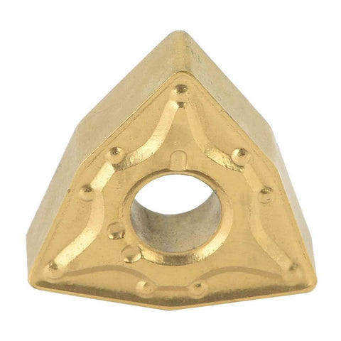 Front view of a single WNMG432 carbide insert for CNC lathe turning tools, featuring a beefy design and heavy-duty coating for durability.