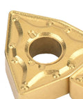 Close-up of 10 Pack WNMG432 Carbide Inserts For CNC Lathe Turning Tools Replacement In Tool Holders, showing heavy-duty coated finish.