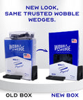 Rigid Plastic Shims For Leveling 300 Pack Made In USA Black Wobble Wedges Pro Grade leveled in old and new packaging