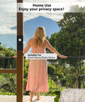 Woman on patio with Smart Fingerprint Glass Sliding Door Lock LG75TY With App Control And Keyless Safety Lock