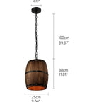 Antique Wood Wine Barrel Pendant Lamp For Bar And Kitchen Rustic Dope Vibe Hanging Ceiling Light Fixture With Adjustable Chain
