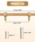 Set Of Six 3.75 Inch Wooden Cabinet Pulls With Screws For Dresser Kitchen And Wardrobe Cabinets, size diagram displayed