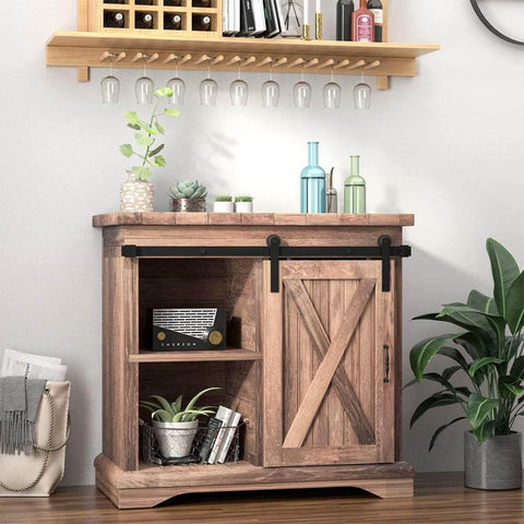 3FT Super Mini Sliding Barn Door Hardware Kit on TV stand, I Shape Hanger, heavy duty carbon steel, for single cabinet door