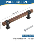 Product size of Two Pack Adjustable Wood Drawer Pulls T Bar Handles With 96mm Hole Center, showing wood handle with screws