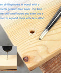 Two Piece T Handle Taper Reamer Set For Bridge Pin Holes Pro Grade in use on wooden plank with visible drilled hole