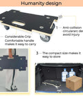 Heavy duty spliceable wood furniture dolly set of 2 with 4 wheels, expandable interlocking platform design, shown with ergonomic handle