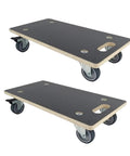 Heavy duty wood furniture dolly set of 2 with 4 wheels, 2200 lb static load capacity per pair, 11 layer plywood platform, soft rubber casters